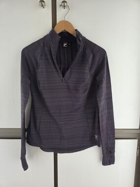 FILA Purple/Gray Striped Quarter-Zip Pullover, S, NWOT